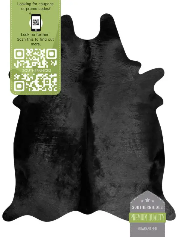 Black Cowhide Rug - Solid Black Cow Hide
