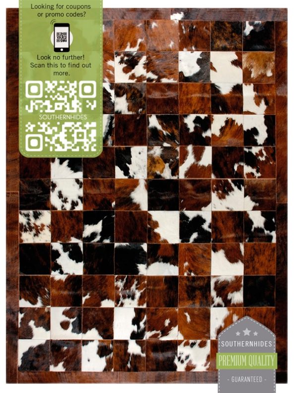 Brown White Patchwork Rug