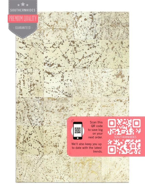 Gold White Cowhide Patchwork