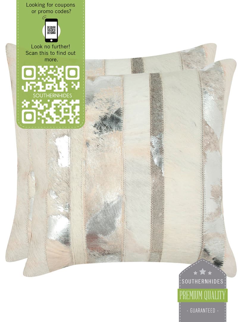 Metallic Striped Cowhide Pillow 16 16 In Southern Hides